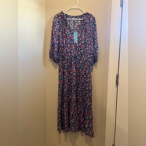 Draper James Martina Popover Dress in Spring Ditsy Floral, Size Large